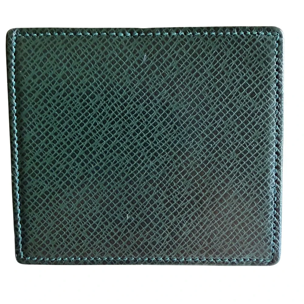 Louis Vuitton Vintage Green Taiga Leather Coin Purse Square Wallet OS